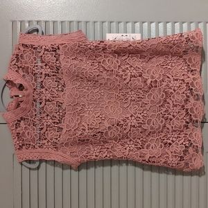 Pink Lace Sleeveless Top